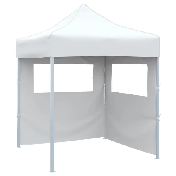 Tente de réception pliable avec 2 parois 2x2 m Acier Blanc