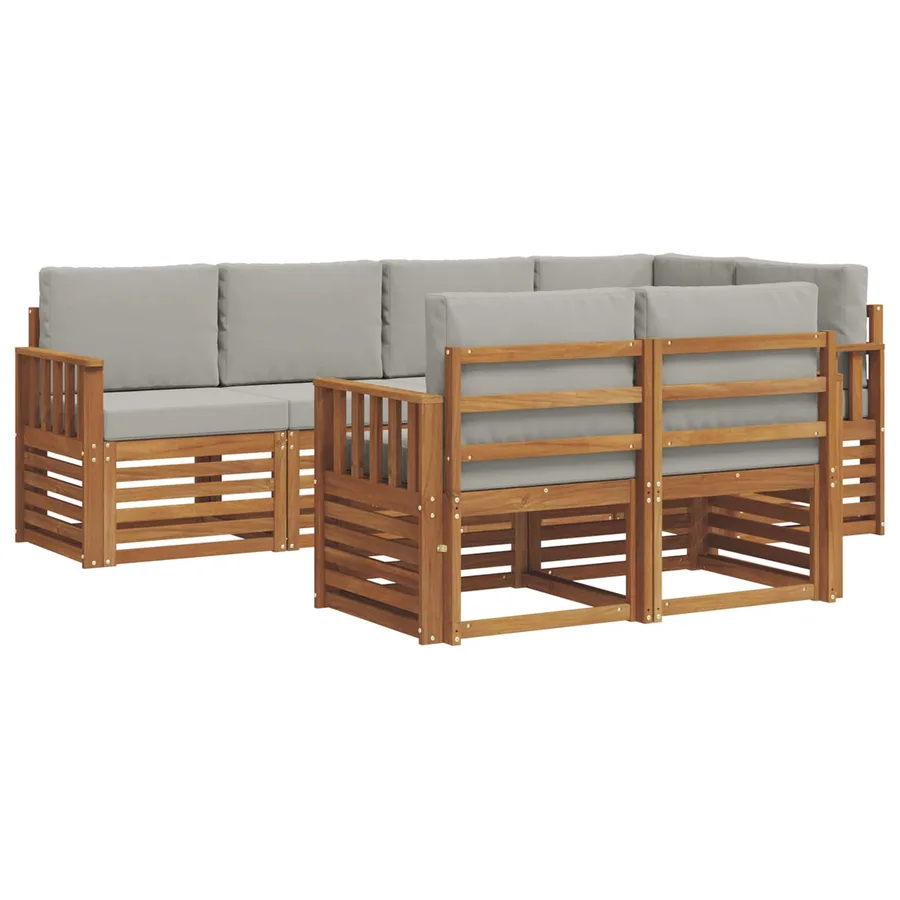 Ensemble de canapé d'angle 7 pcs Gris Naturel et Clair - 2