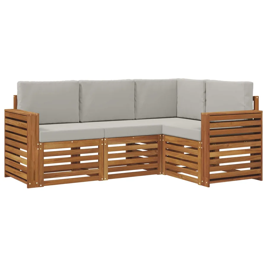 Ensembles de canapés avec coussin 4 pcs Gris Naturel et Clair - 2