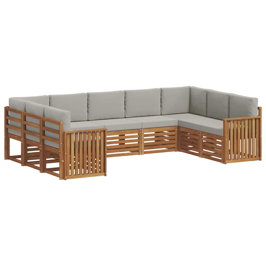 Ensemble de canapé d'angle 9 pcs Gris Naturel et Clair - 2