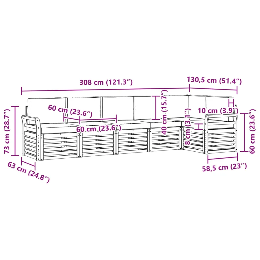 Ensemble de canapé d'angle 6 pcs Gris Naturel et Clair - 10