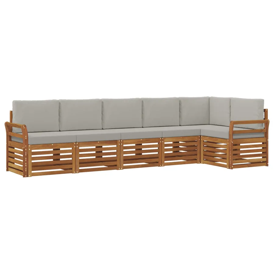 Ensemble de canapé d'angle 6 pcs Gris Naturel et Clair - 2