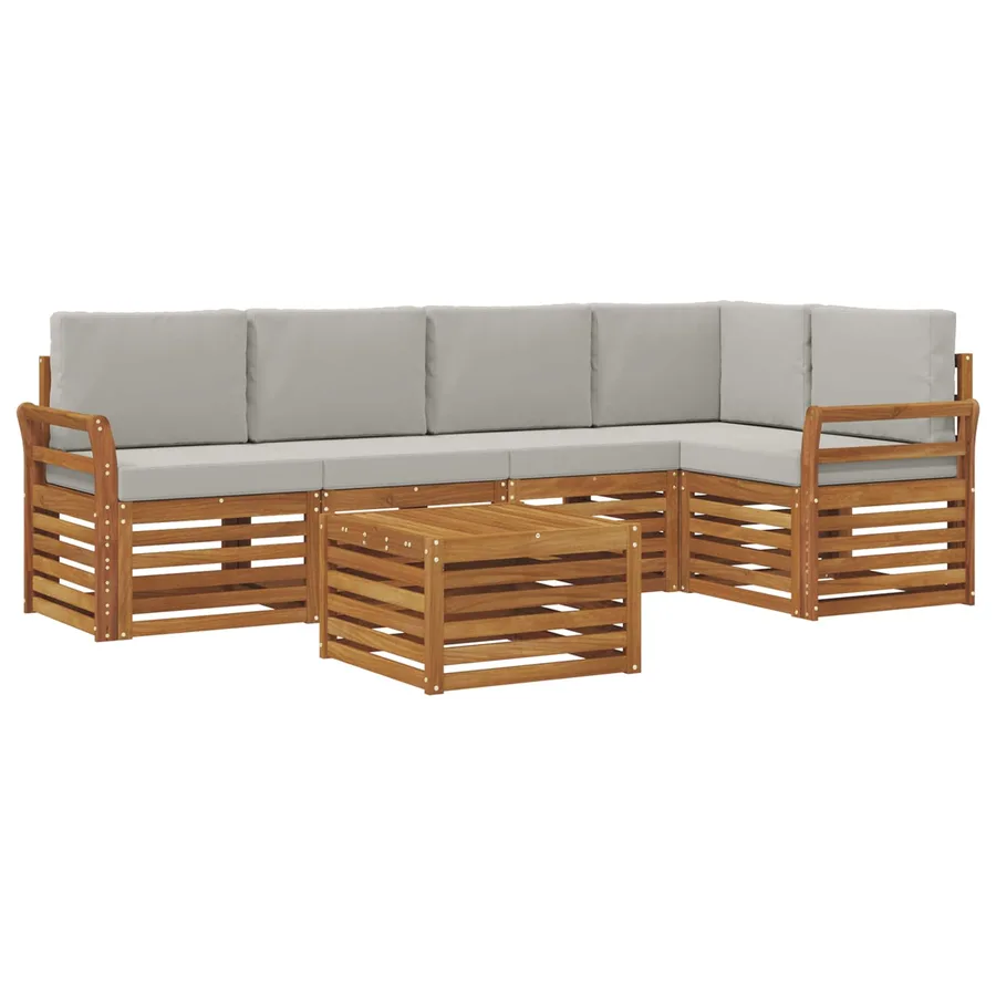 Ensemble de canapé d'angle 6 pcs Gris Naturel et Clair - 2
