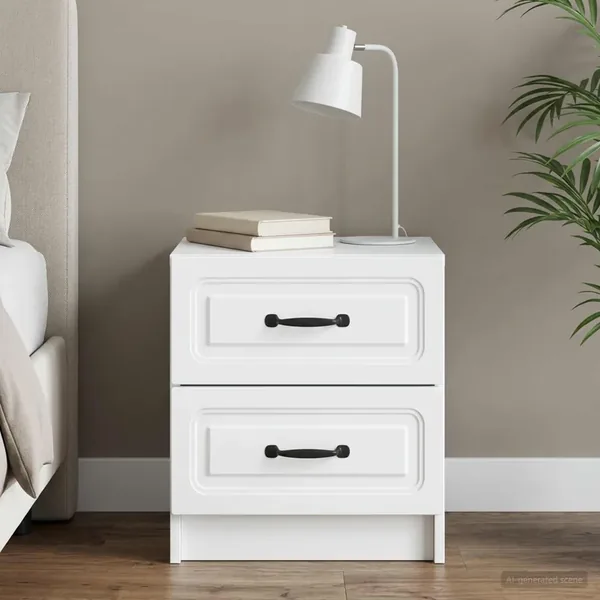 Cabinet de chevet Blanc 43 x 34,5 x 44,5 cm Bois d'ingénierie