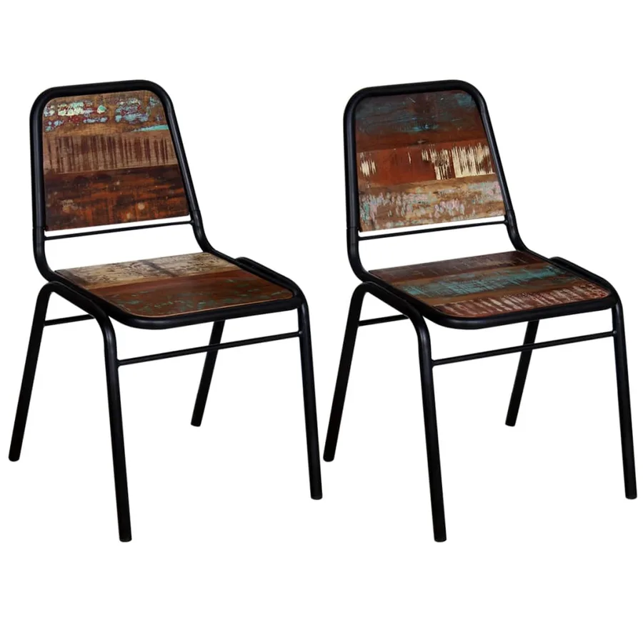 Chaises à manger lot de 2 bois de récupération massif - 2