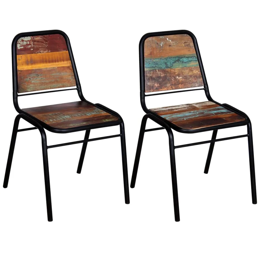 Chaises à manger lot de 2 bois de récupération massif - 4