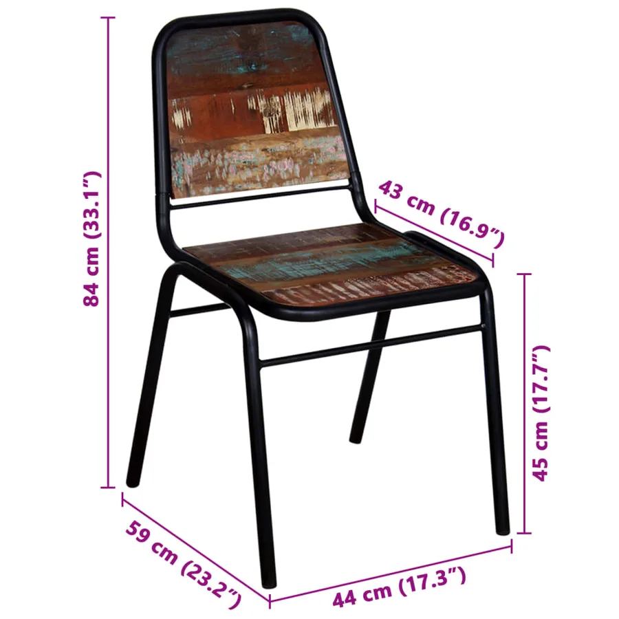 Chaises à manger lot de 2 bois de récupération massif - 8