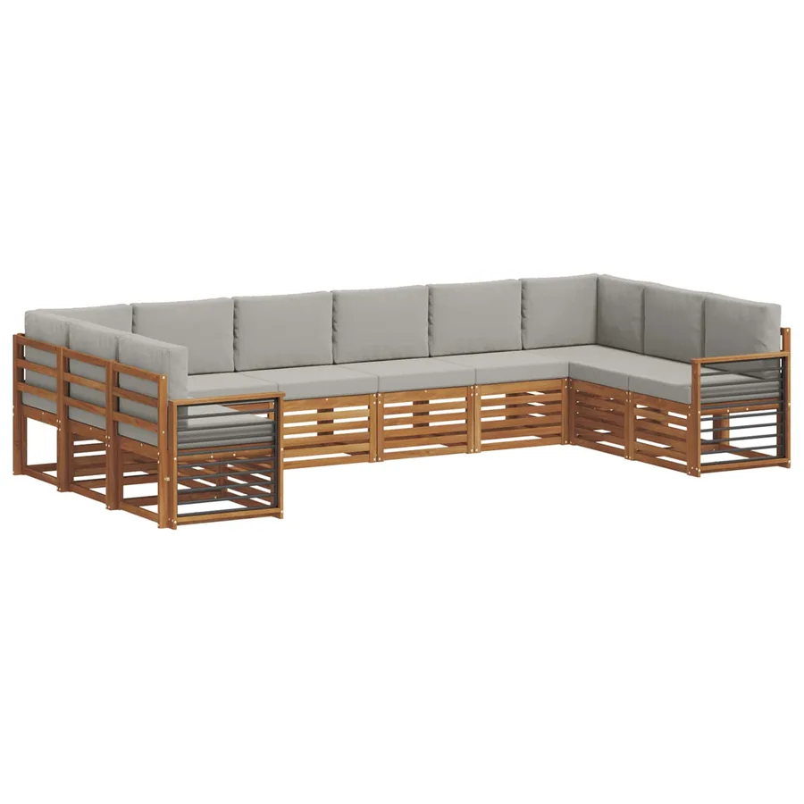 Ensemble de canapé d'angle 10 pcs Gris Naturel et Clair - 2