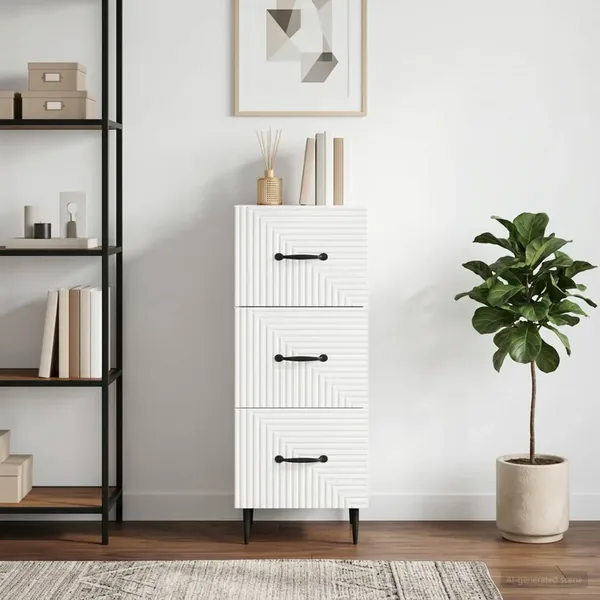 Armoire à tiroirs Blanc 33 x 34,5 x 89,5 cm Bois d'ingénierie