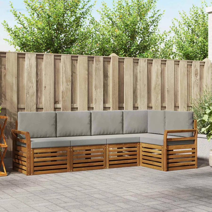 Ensemble de canapé d'angle 5 pcs Gris Naturel et Clair