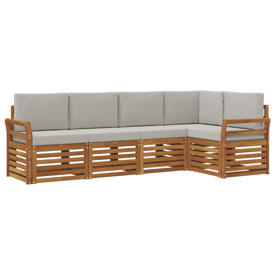 Ensemble de canapé d'angle 5 pcs Gris Naturel et Clair - 2