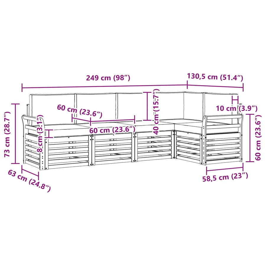 Ensemble de canapé d'angle 5 pcs Gris Naturel et Clair - 8