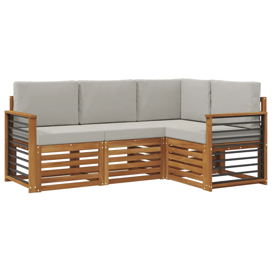 Ensembles de canapés avec coussin 4 pcs Gris Naturel et Clair - 2