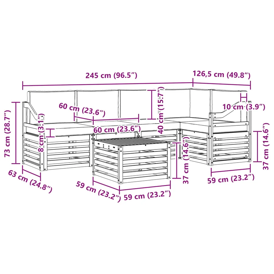 Ensemble de canapé d'angle 6 pcs Gris Naturel et Clair - 11