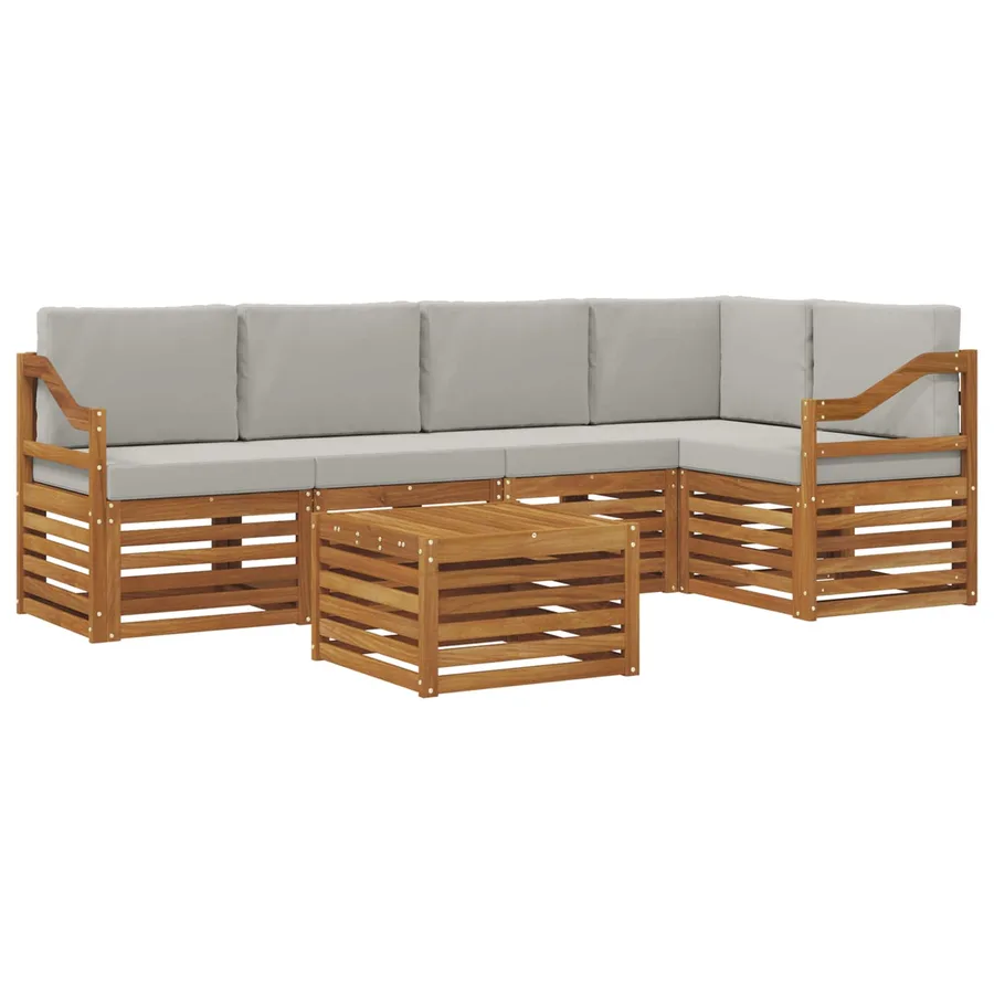 Ensemble de canapé d'angle 6 pcs Gris Naturel et Clair - 2