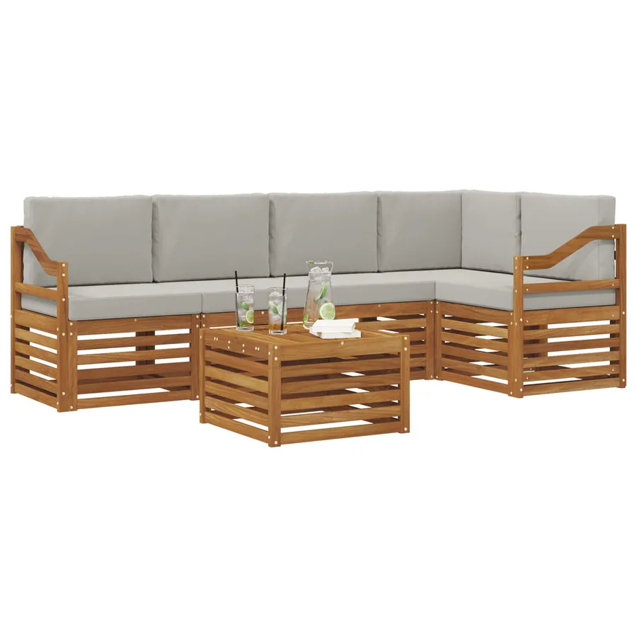 Ensemble de canapé d'angle 6 pcs Gris Naturel et Clair - 3