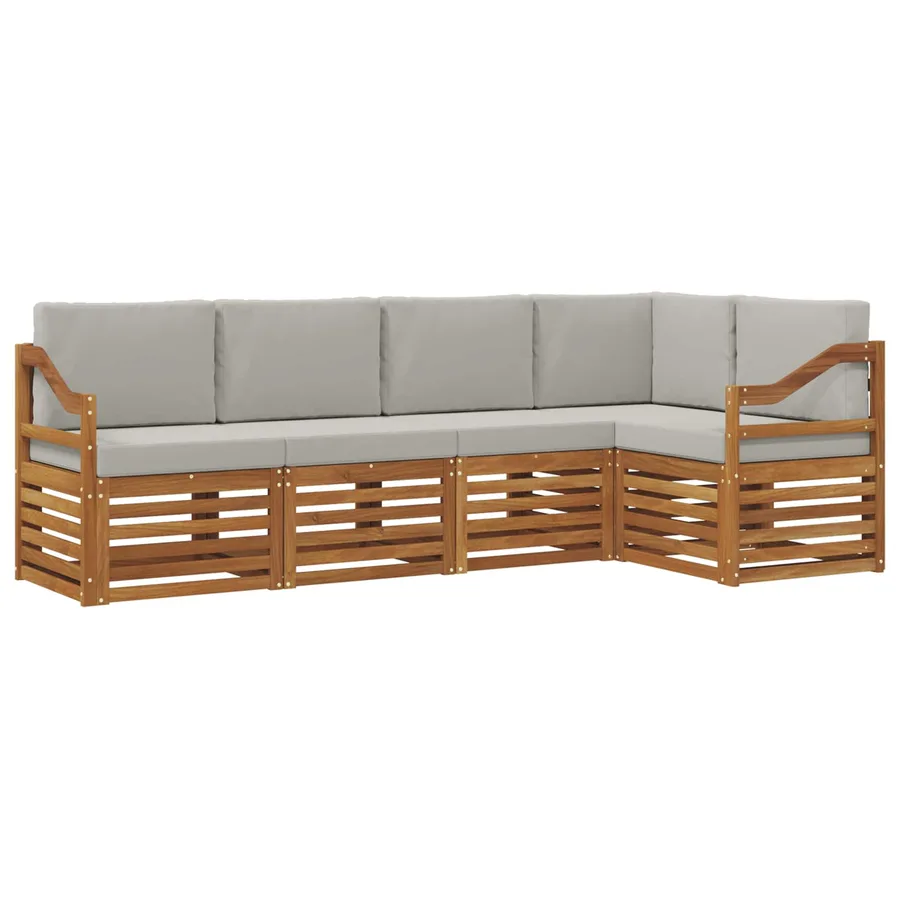 Ensemble de canapé d'angle 5 pcs Gris Naturel et Clair - 2