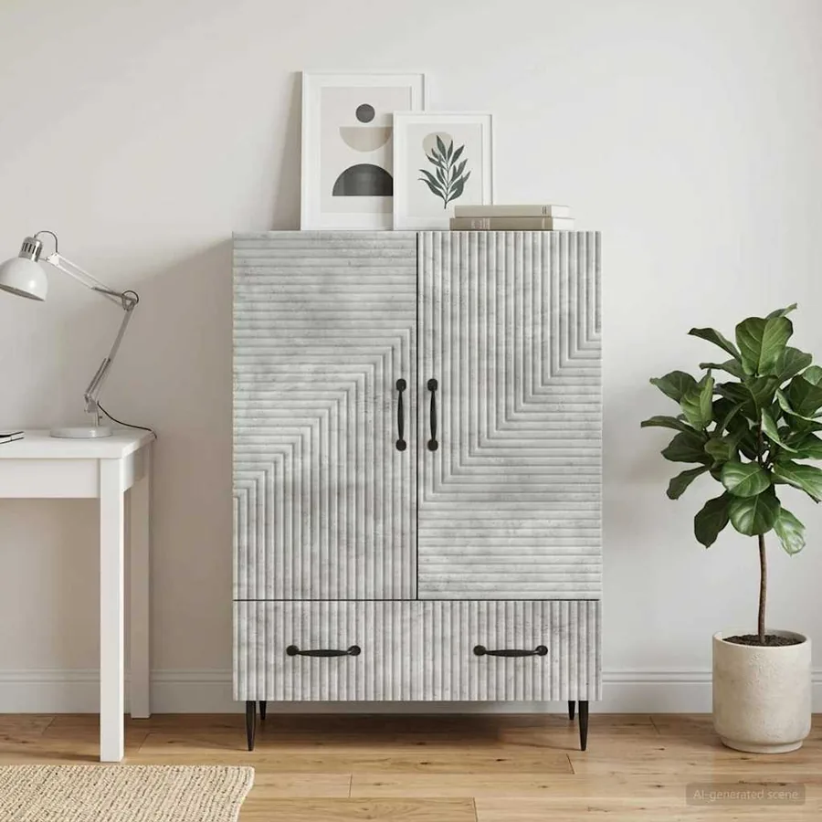 Buffet Gris béton 66 x 34,5 x 95 cm Bois d'ingénierie
