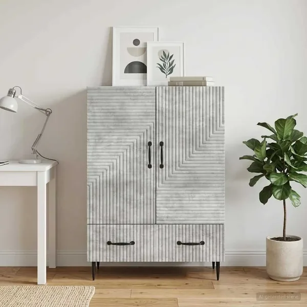 Buffet Gris béton 66 x 34,5 x 95 cm Bois d'ingénierie