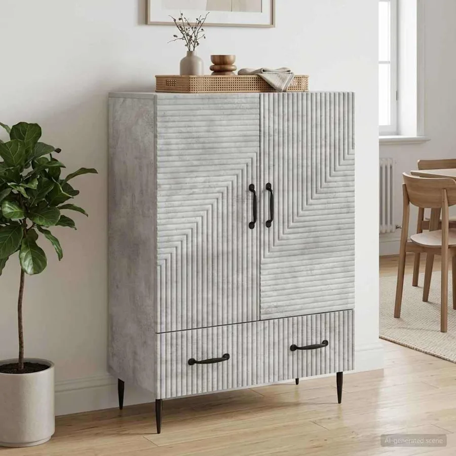 Buffet Gris béton 66 x 34,5 x 95 cm Bois d'ingénierie - 3