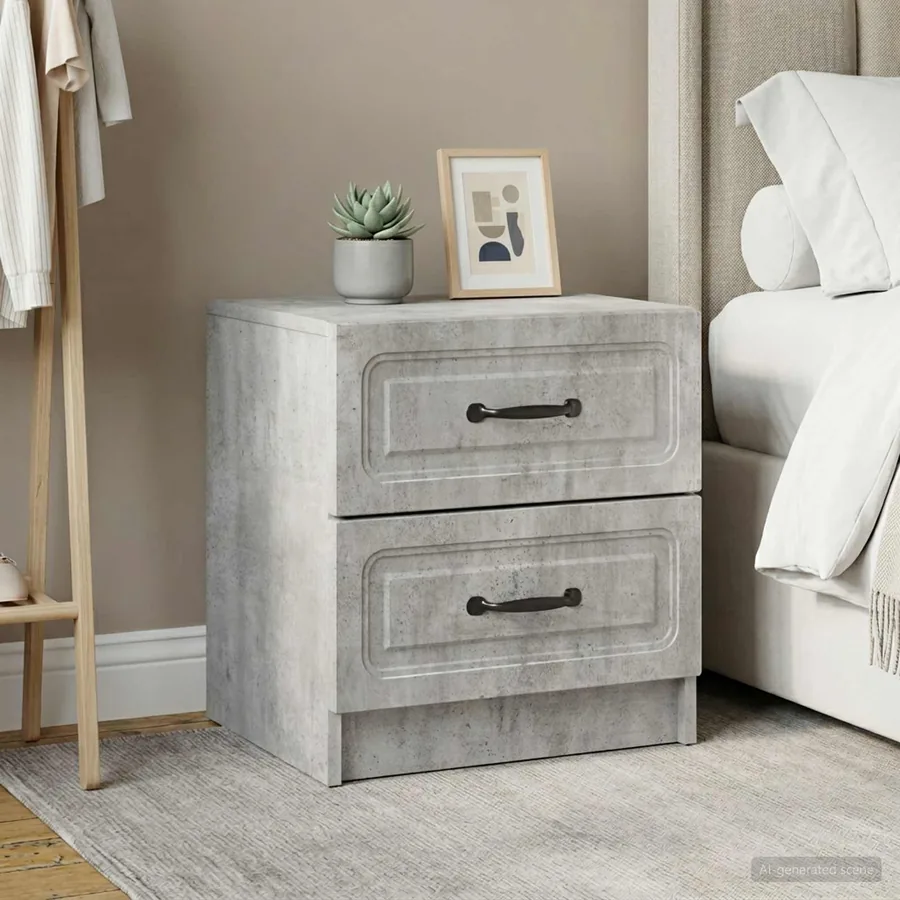 Cabinet de chevet 2 pcs Gris béton 43 x 34,5 x 44,5 cm