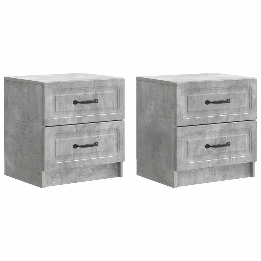 Cabinet de chevet 2 pcs Gris béton 43 x 34,5 x 44,5 cm - 2