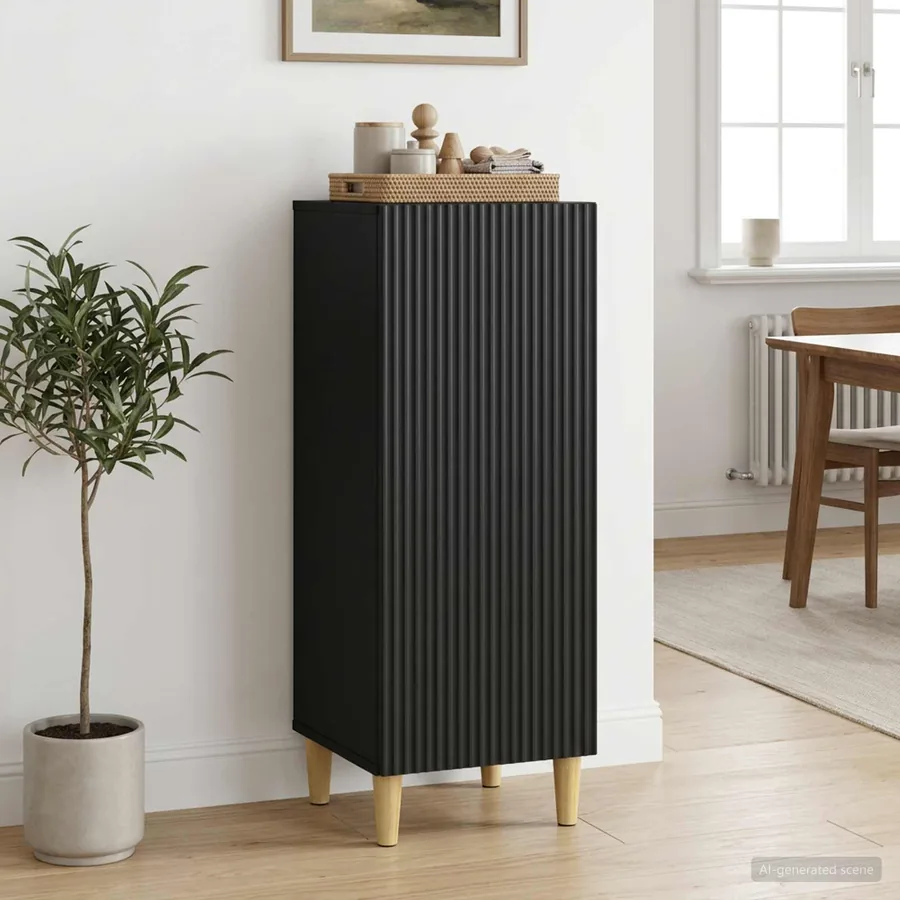 Buffet Noir 33 x 34,5 x 90 cm Bois d'ingénierie