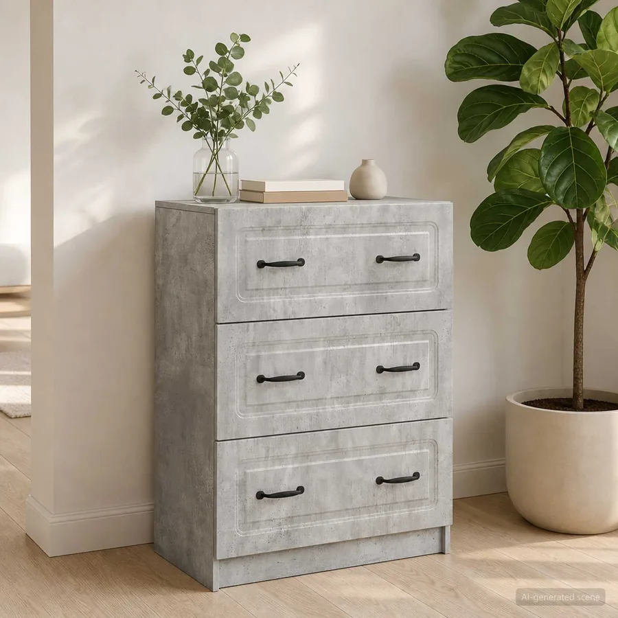 Armoire à tiroirs Gris béton 66 x 34,5 x 87 cm