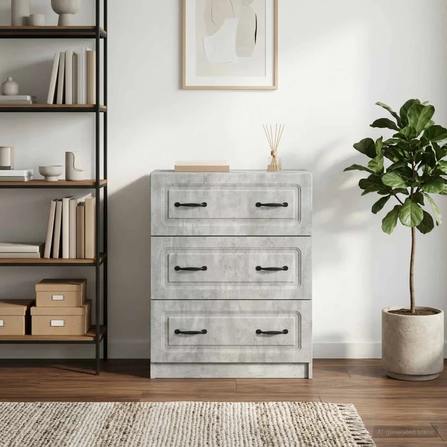 Armoire à tiroirs Gris béton 66 x 34,5 x 87 cm - 4