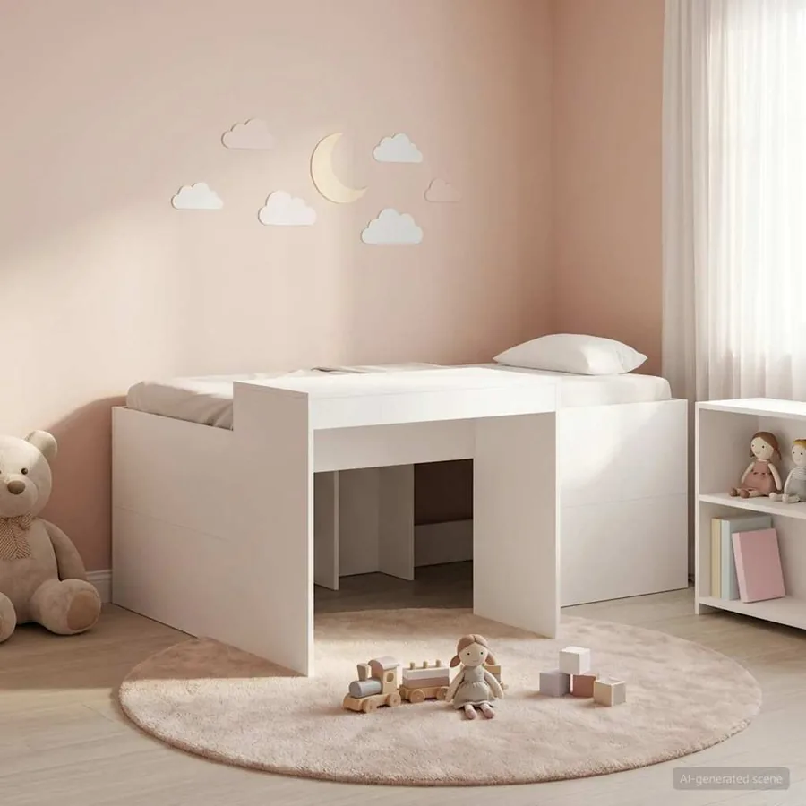 Lit haut pour enfants avec bureau Blanc 80 x 160 cm