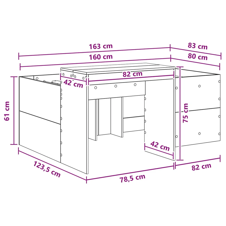Lit haut pour enfants avec bureau Blanc 80 x 160 cm - 9
