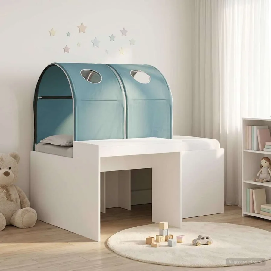 Lit avec Tunnel 3 pc Chêne Artisanal et Bleu Clair