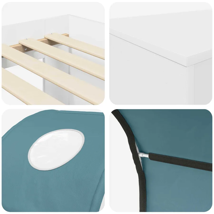 Lit avec Tunnel 3 pc Chêne Artisanal et Bleu Clair - 9