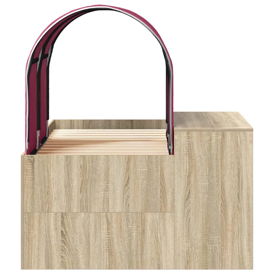 Lit avec Tunnel 3 pc Chêne Artisanal et Rouge Bois d'ingénierie - 7