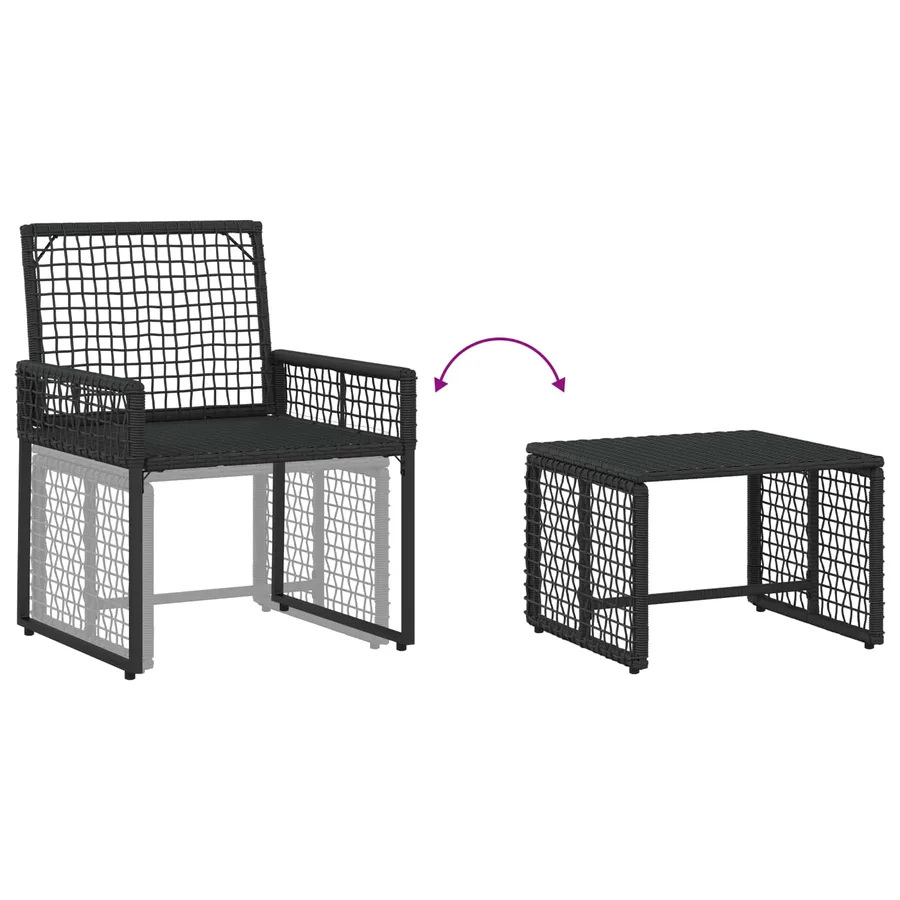 Ensemble de meubles d'extérieur 5 pcs Noir et Blanc - 10