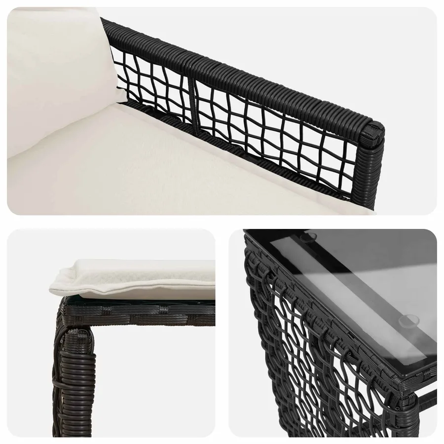 Ensemble de meubles d'extérieur 5 pcs Noir et Blanc - 9