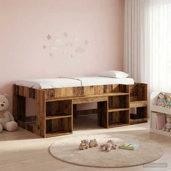 Cadre de lit pour enfants avec rangement Bois ancien
