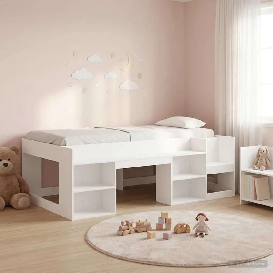 Cadre de lit pour enfants avec rangement Blanc 90 x 190 cm
