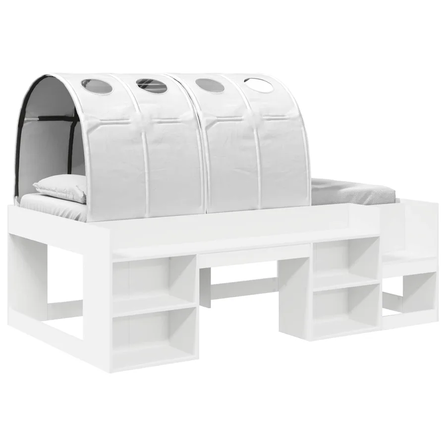 Cadre de lit avec tunnel 3 pc Blanc Bois d'ingénierie - 2