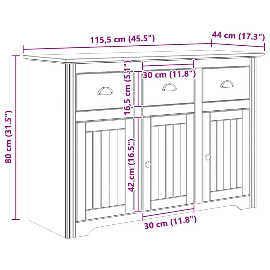 Buffet BODO Marron miel 115,5 x 44 x 80 cm Bois d'ingénierie - 8