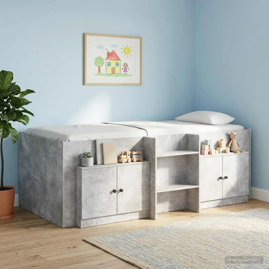 Armoire de rangement pour lit mezzanine 2 pc Gris béton