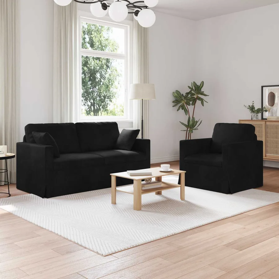 Ensemble de Canapés 2 pcs Noir 158 x 78 x 80 cm Velours