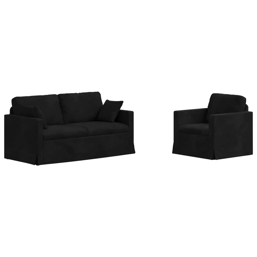 Ensemble de Canapés 2 pcs Noir 158 x 78 x 80 cm Velours - 2