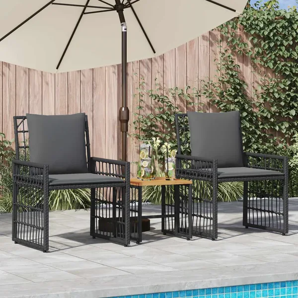 Ensemble de meubles d'extérieur 3 pcs Noir et Gris foncé