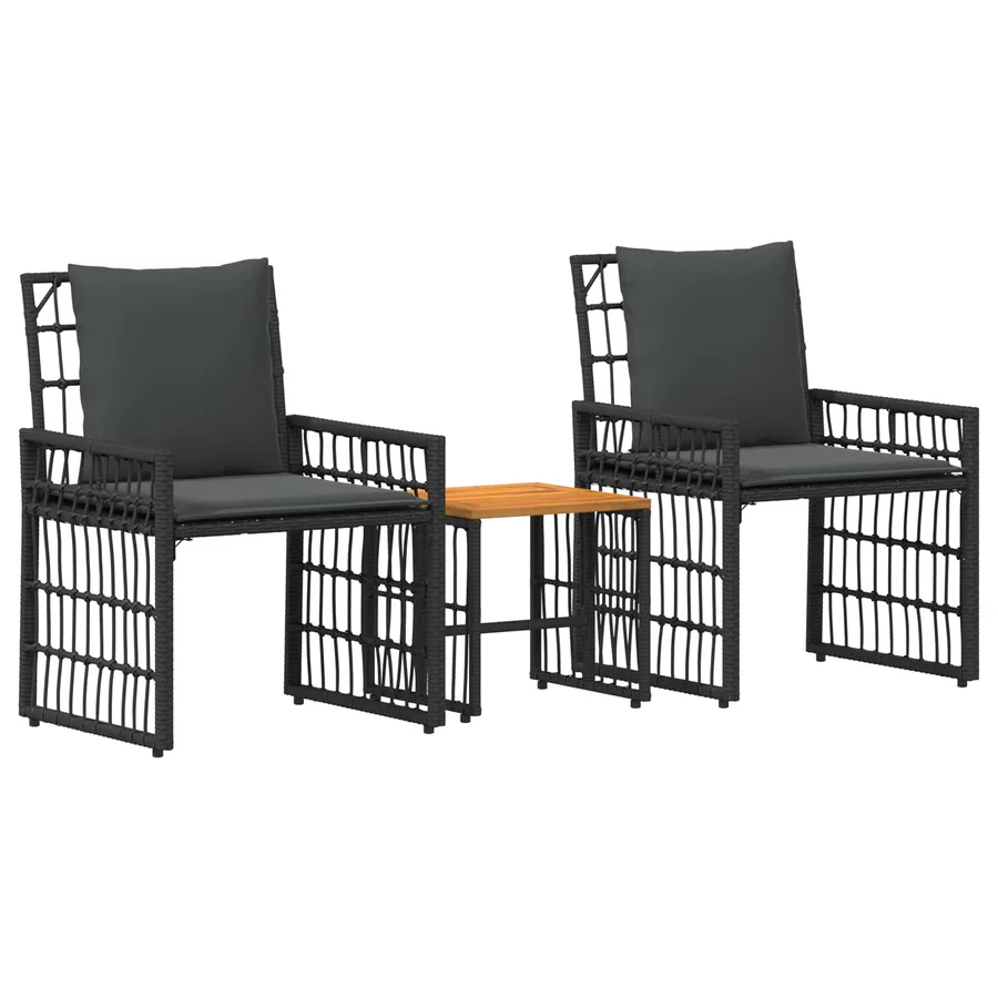 Ensemble de meubles d'extérieur 3 pcs Noir et Gris foncé - 2