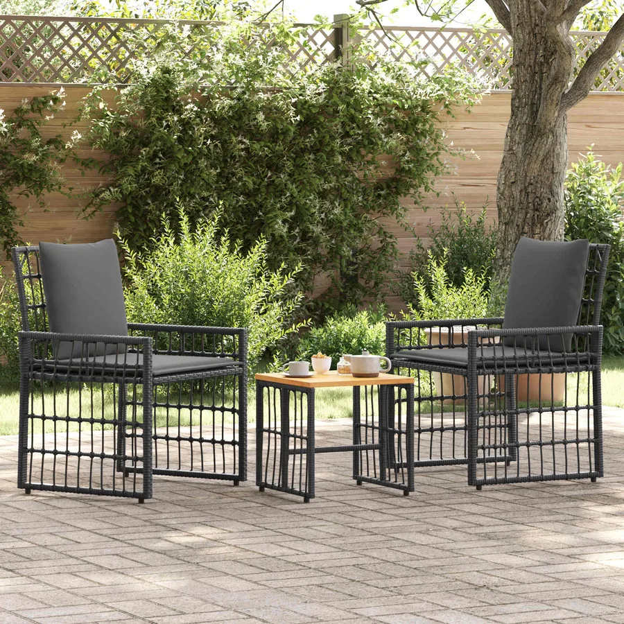 Ensemble de meubles d'extérieur 3 pcs Noir et Gris foncé - 4