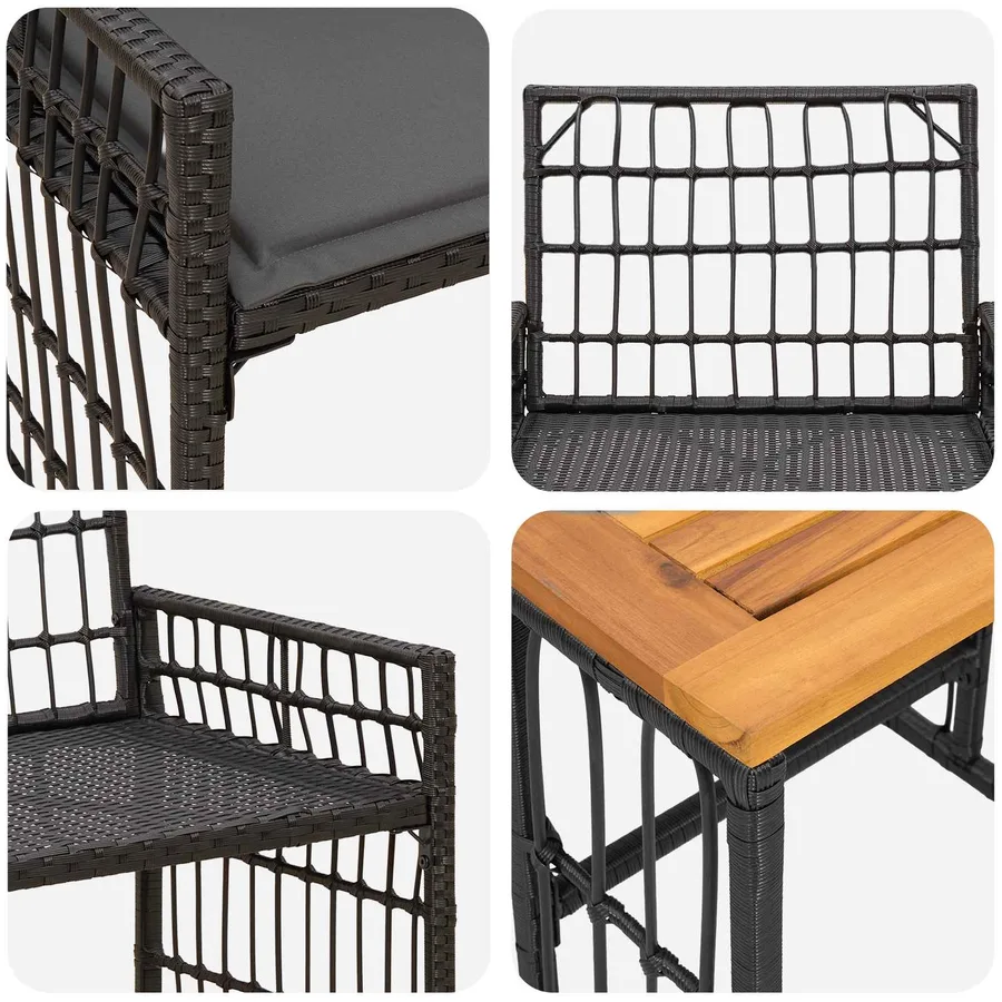 Ensemble de meubles d'extérieur 3 pcs Noir et Gris foncé - 9