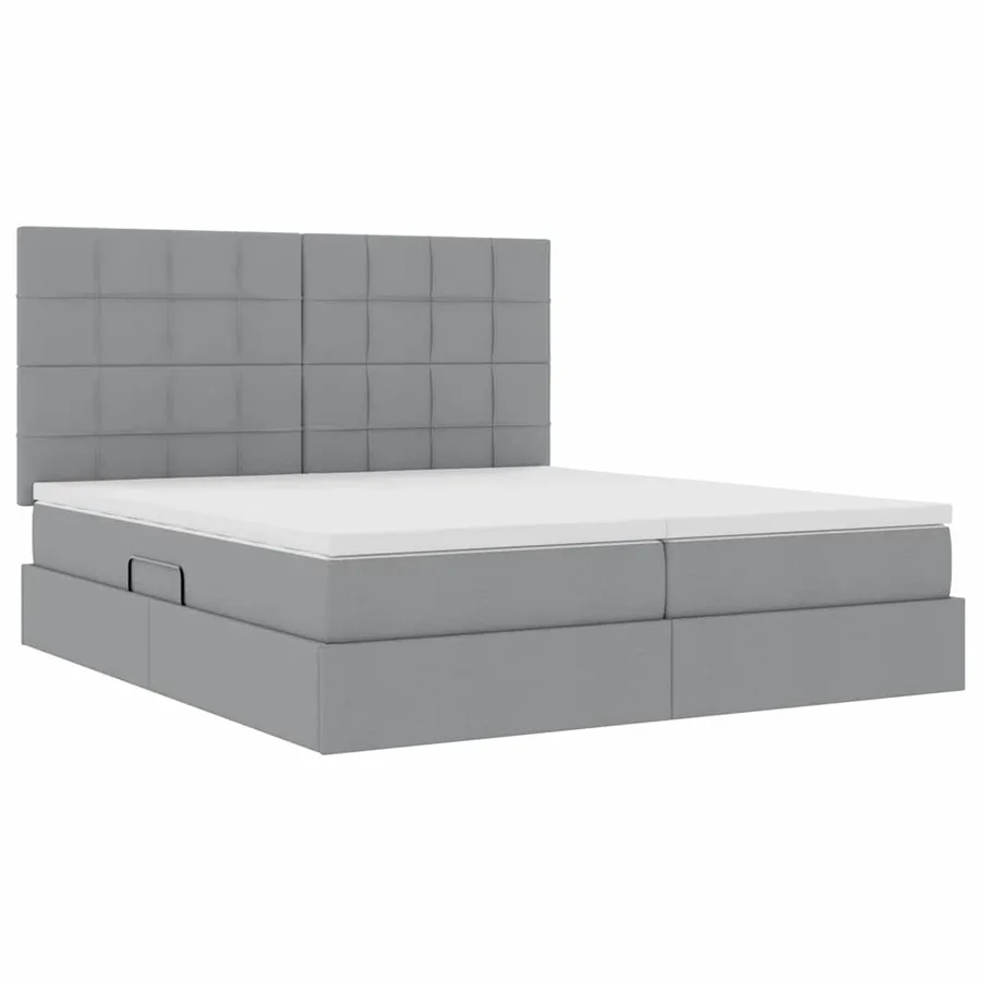 Lit de rangement LED avec matelas Gris clair 200 x 200 cm Tissu - 6