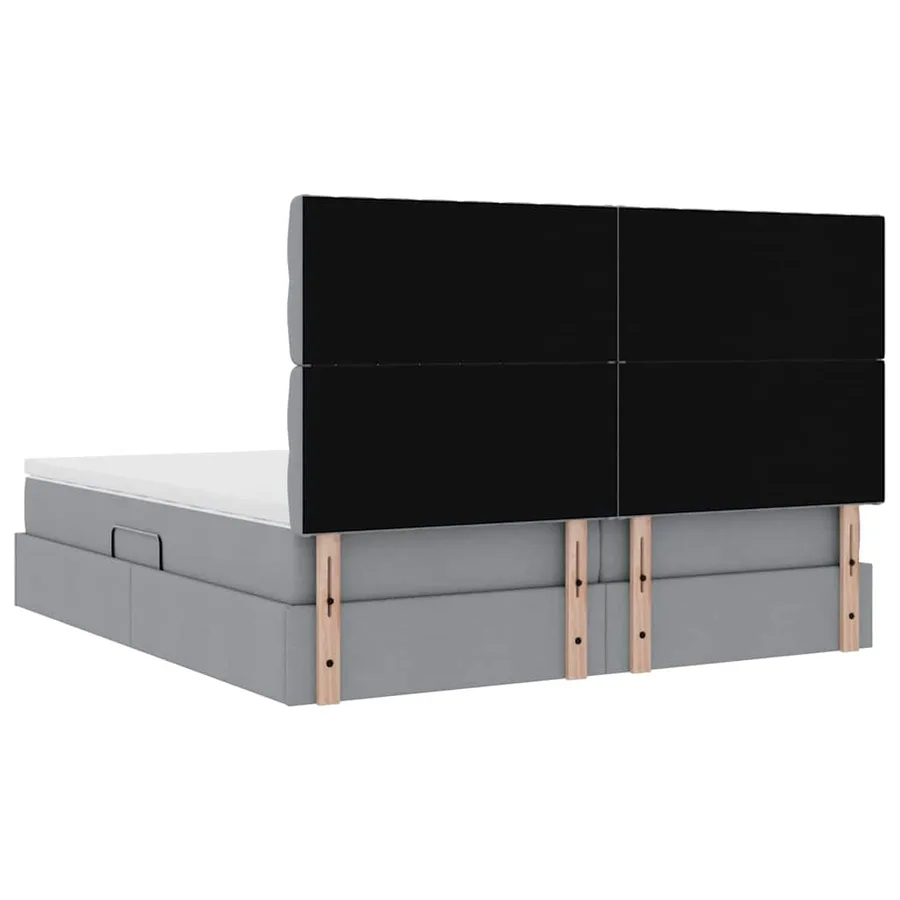 Lit de rangement LED avec matelas Gris clair 200 x 200 cm Tissu - 13
