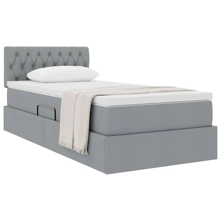 Lit avec rangement et matelas Gris clair 100 x 200 cm - 3